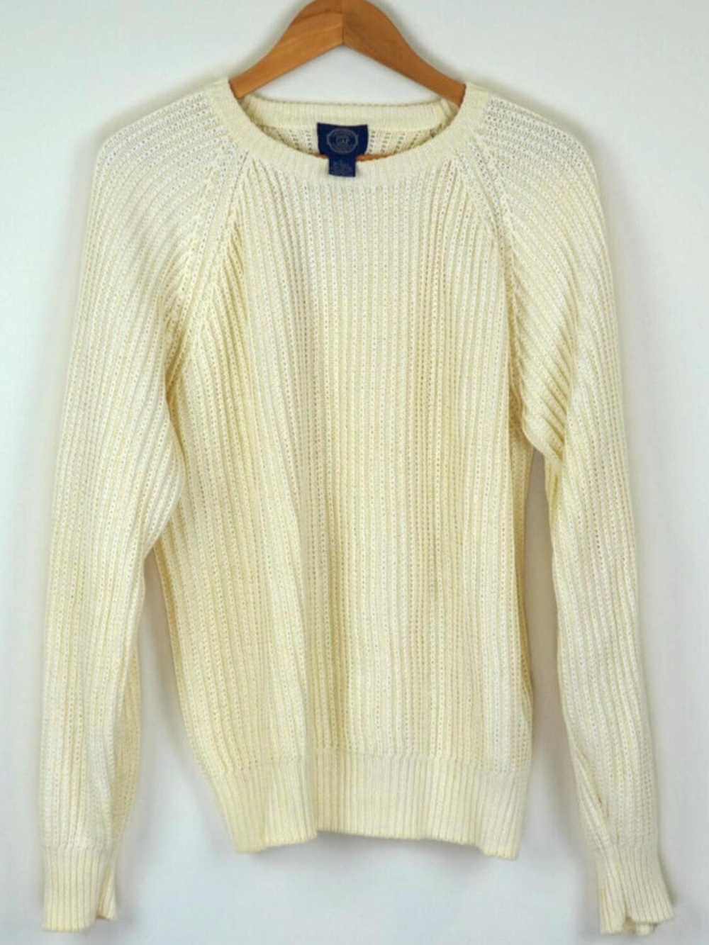 Vintage 90s GAP Chunky Knit Sweater Cream White Unisex‎ Cable knit, Ramie cotto
